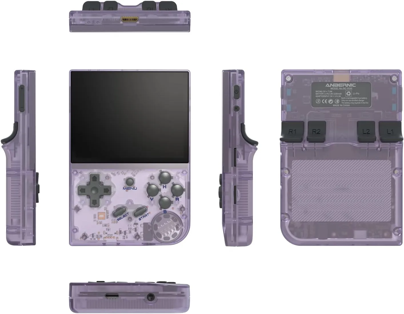 RG35XX 2024 New Updated Portable Game Console with 3.5 Inch IPS Screen Built-in 5470  Games Linux System, Handheld Video Games Support Gamepad and HDMI TV Output, Retro Game Gift (Transparent Purple)