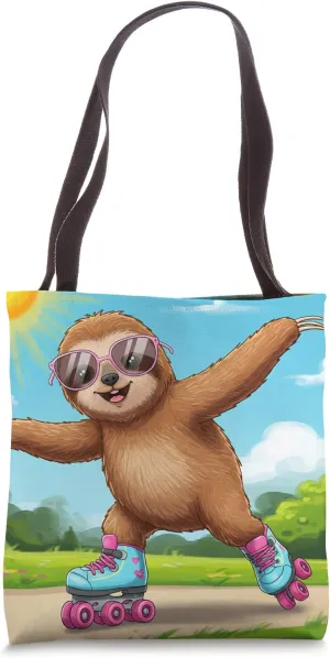 Roller Skating Sloth with Sunglasses Tote Bag