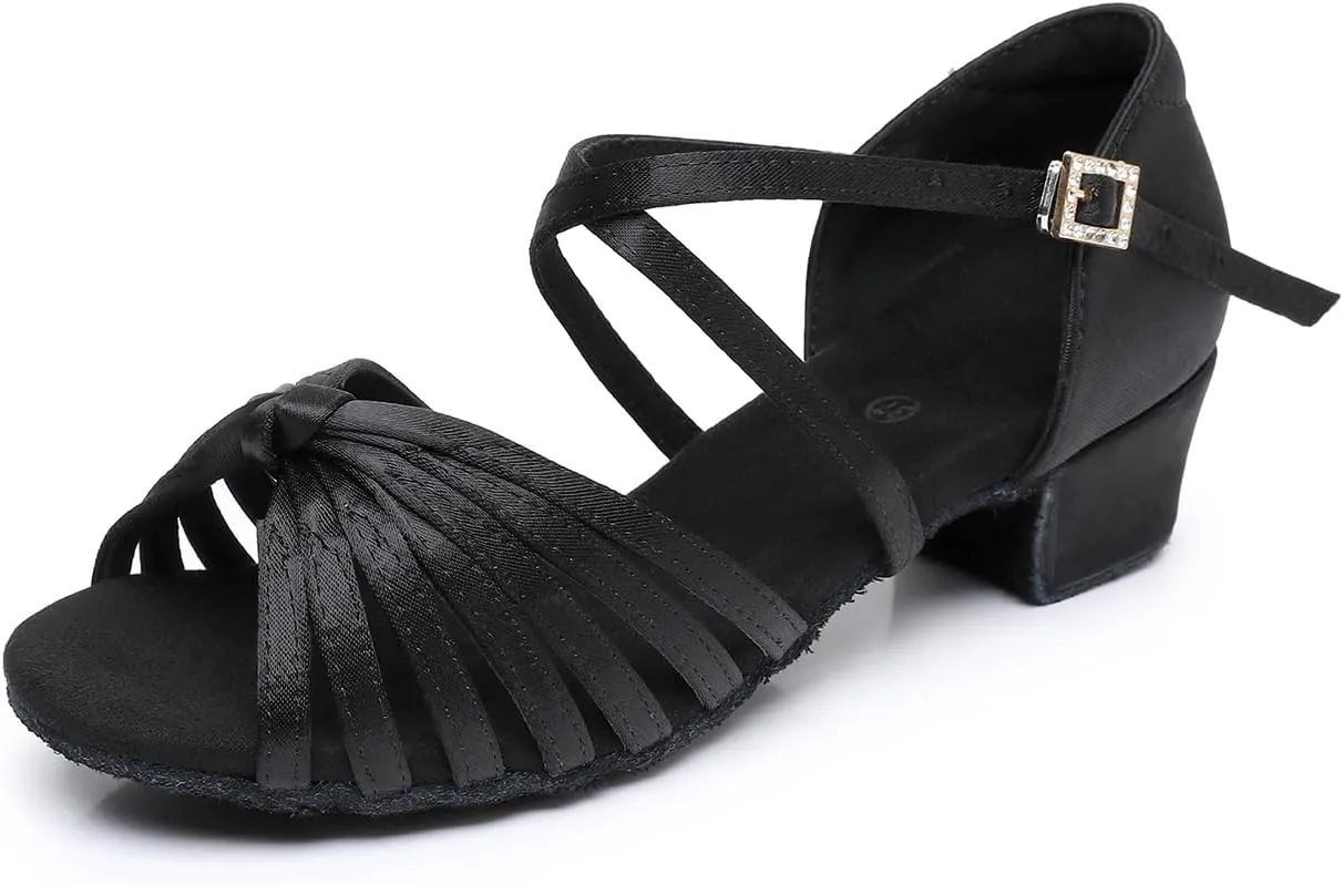 Rosefinch Girls Latin Dancing Shoes Low Heel Kids Salsa Ballroom Dance Shoes for Girls