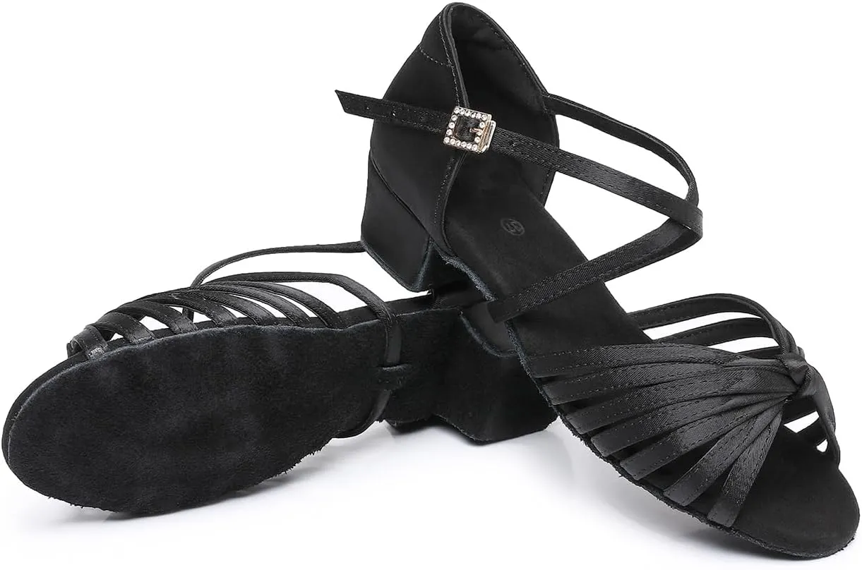 Rosefinch Girls Latin Dancing Shoes Low Heel Kids Salsa Ballroom Dance Shoes for Girls