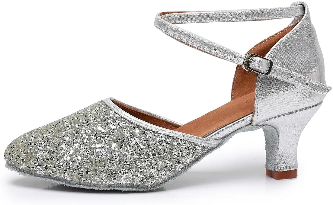 Rosefinch Women's Professional Latin Dance Shoes Satin Salsa Ballroom Wedding Dancing Shoes