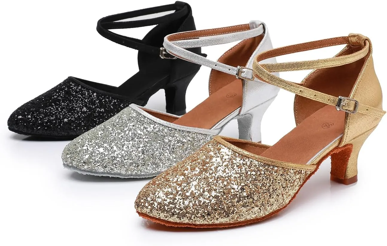 Rosefinch Women's Professional Latin Dance Shoes Satin Salsa Ballroom Wedding Dancing Shoes