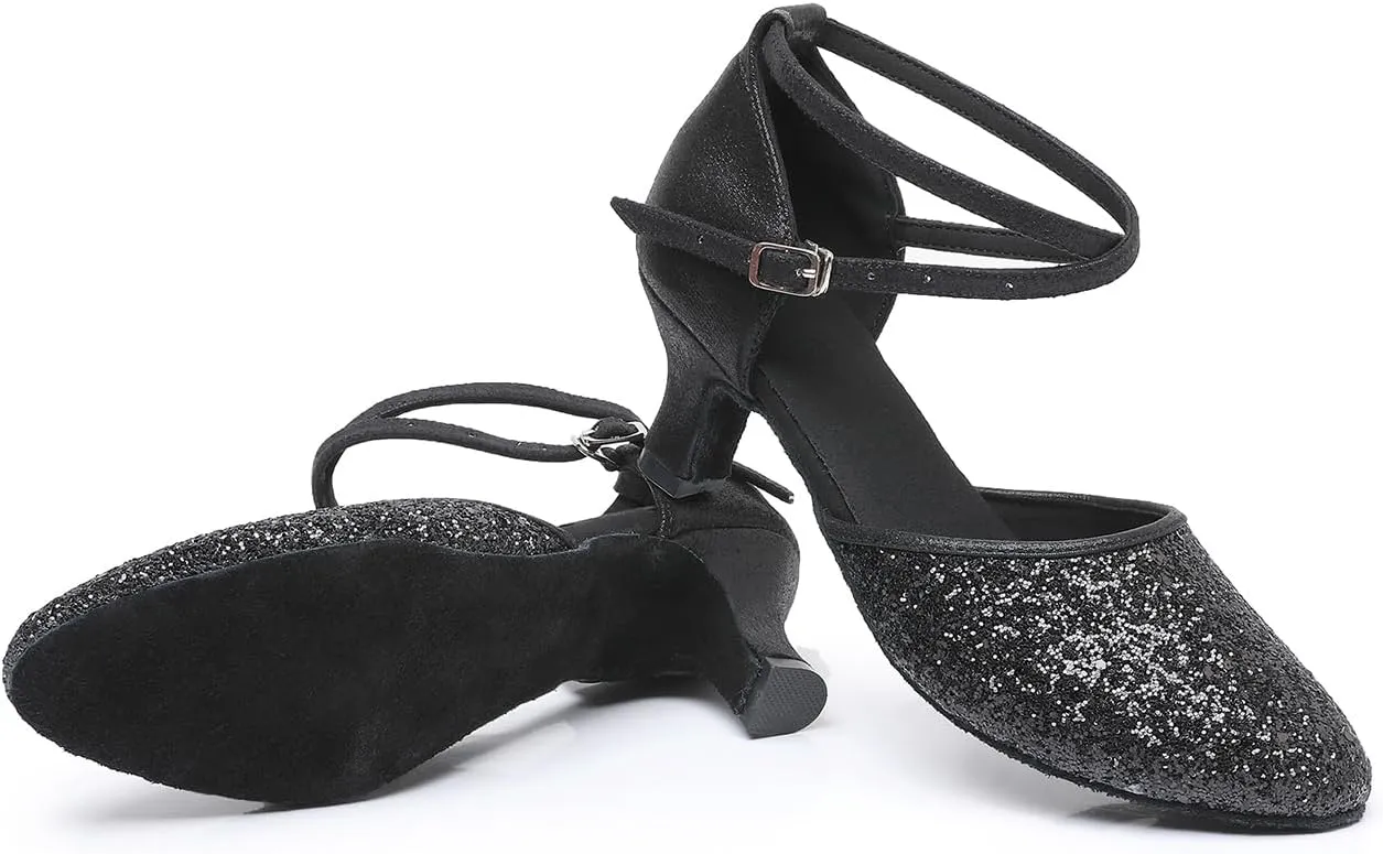 Rosefinch Women's Professional Latin Dance Shoes Satin Salsa Ballroom Wedding Dancing Shoes