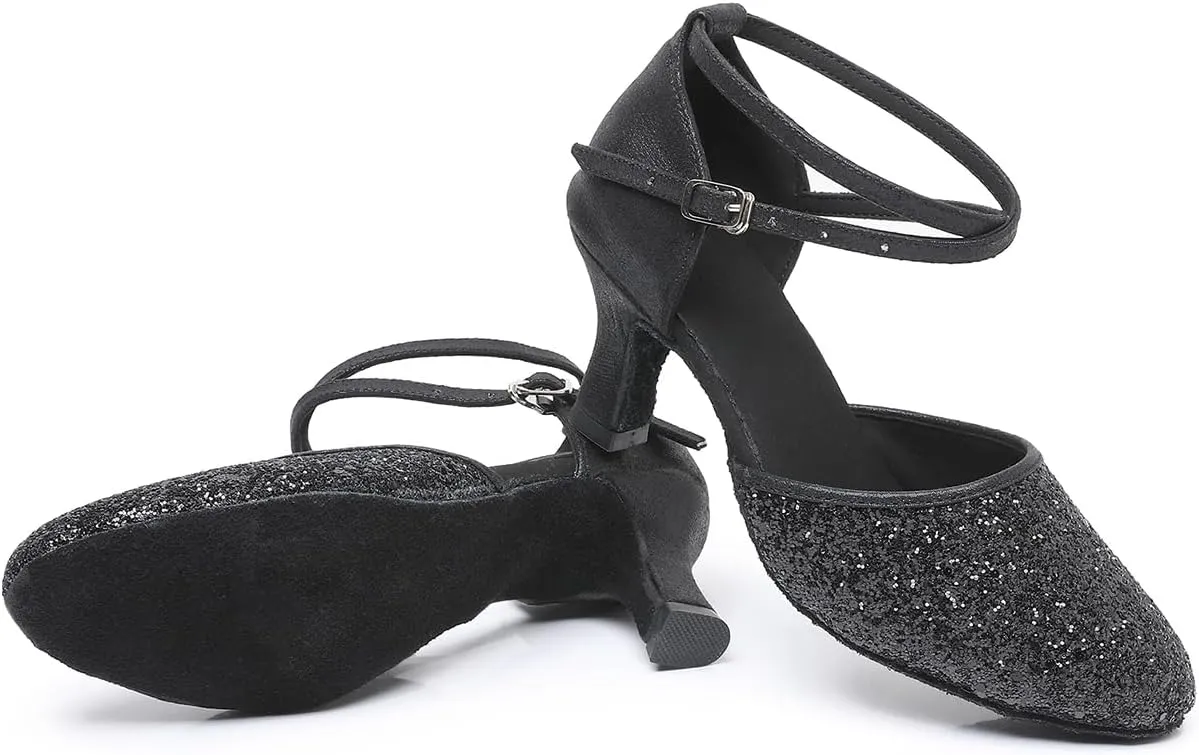 Rosefinch Women's Professional Latin Dance Shoes Satin Salsa Ballroom Wedding Dancing Shoes
