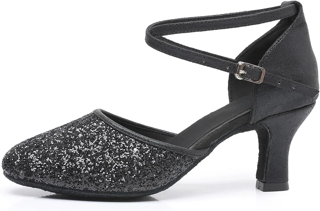 Rosefinch Women's Professional Latin Dance Shoes Satin Salsa Ballroom Wedding Dancing Shoes