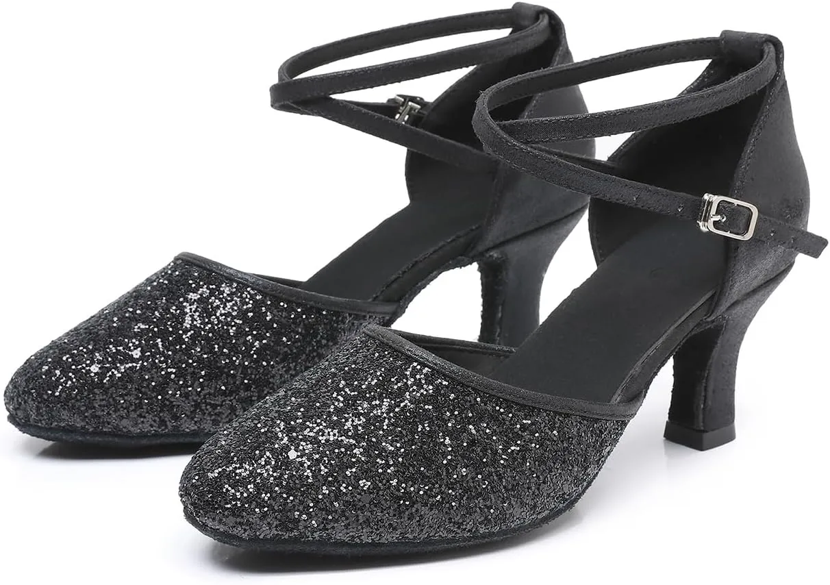 Rosefinch Women's Professional Latin Dance Shoes Satin Salsa Ballroom Wedding Dancing Shoes