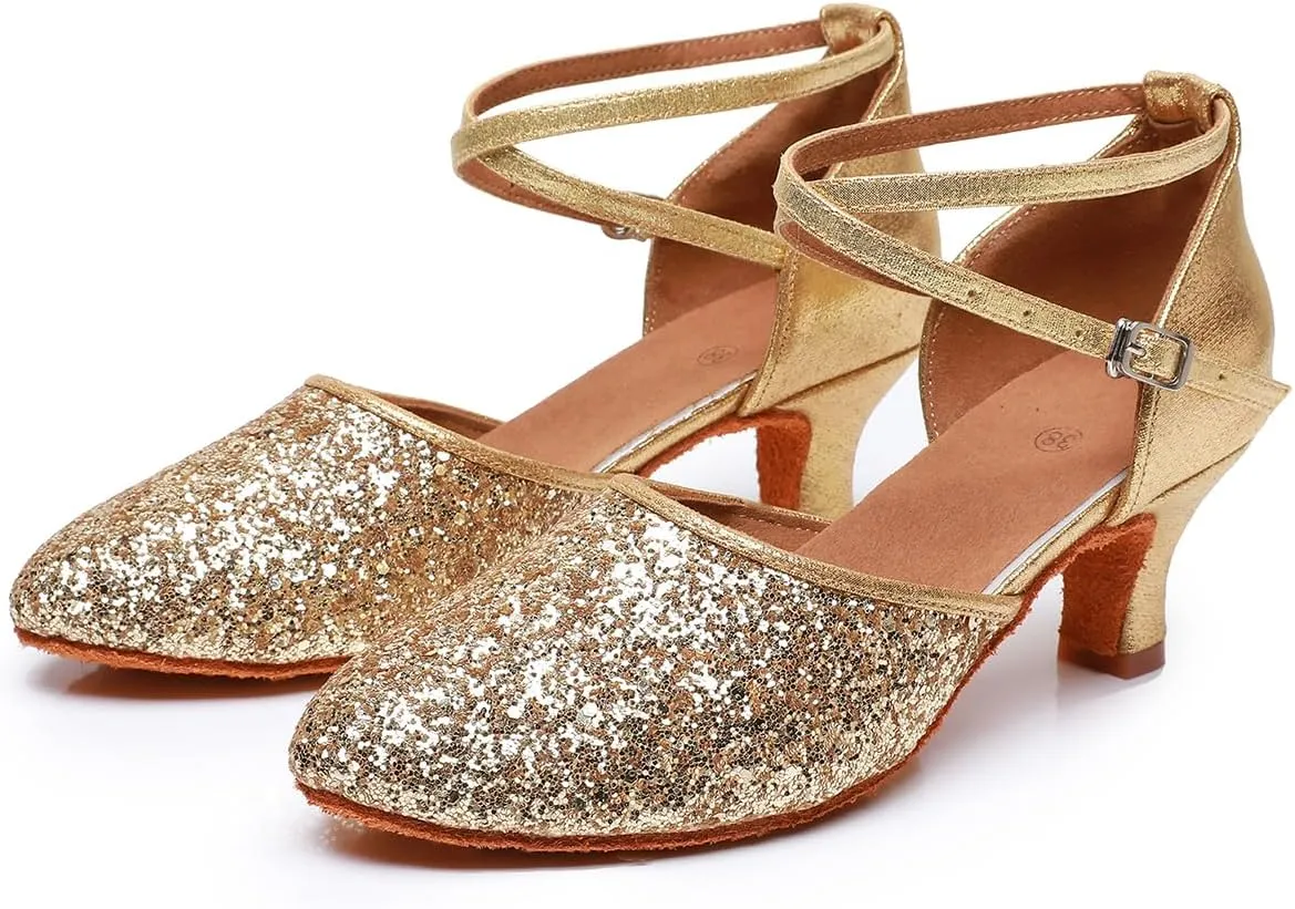 Rosefinch Women's Professional Latin Dance Shoes Satin Salsa Ballroom Wedding Dancing Shoes