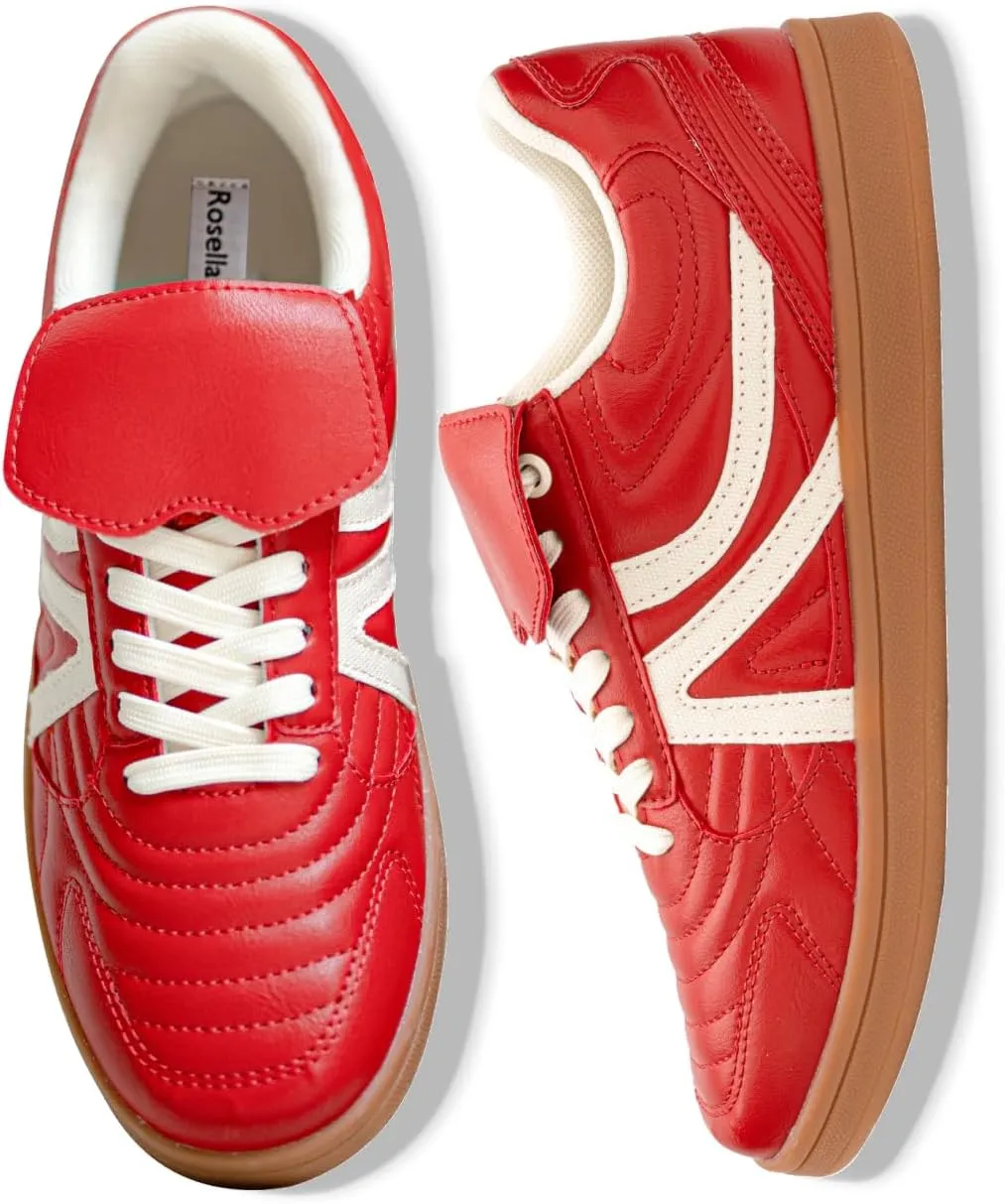 Rosella Carlie Sneakers for Women - Comfortable Casual Walking Tennis Shoes Non-Slip Shoes for Women - Lace-Up Fashion Sneakers Trendy Women's Footwear