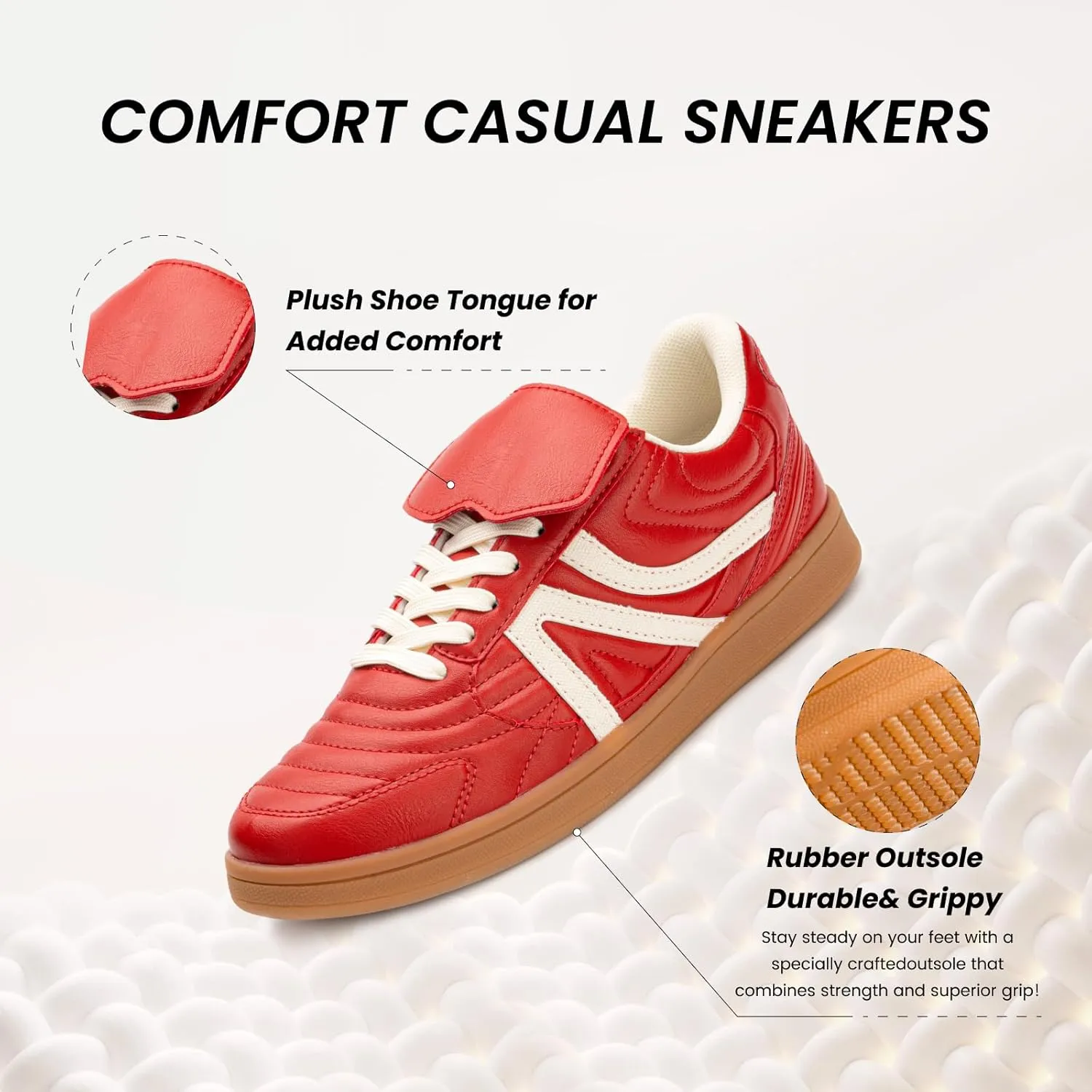 Rosella Carlie Sneakers for Women - Comfortable Casual Walking Tennis Shoes Non-Slip Shoes for Women - Lace-Up Fashion Sneakers Trendy Women's Footwear