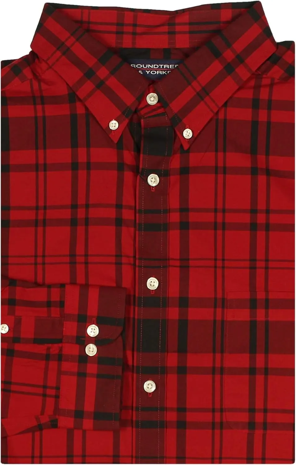Roundtree & Yorke Luxury Cotton Men's Big and Tall Long Sleeve Shirt with Pocket