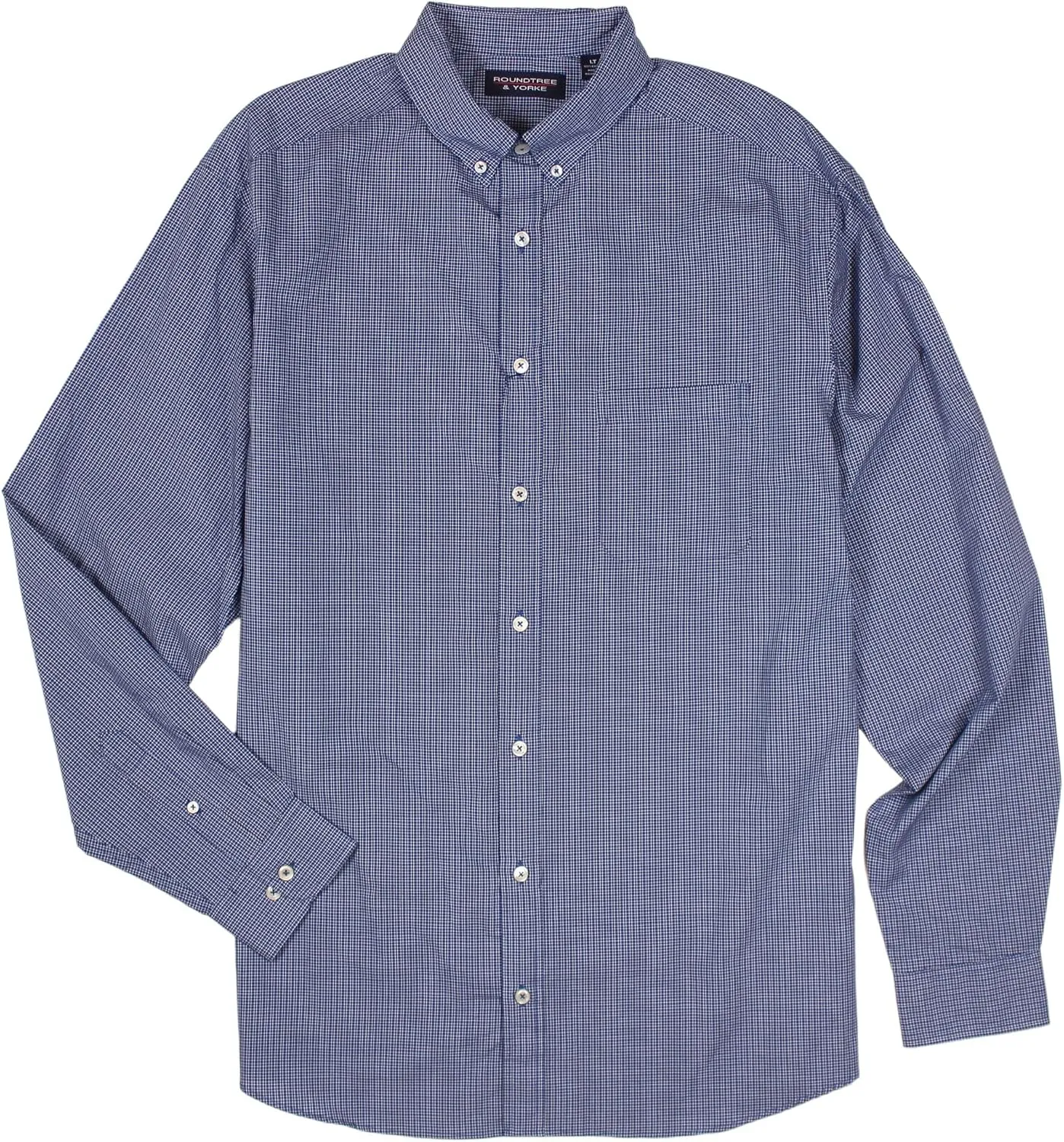 Roundtree & Yorke Luxury Cotton Men's Big and Tall Long Sleeve Shirt with Pocket