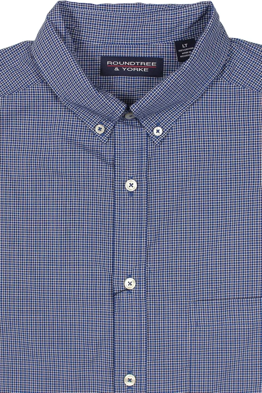 Roundtree & Yorke Luxury Cotton Men's Big and Tall Long Sleeve Shirt with Pocket