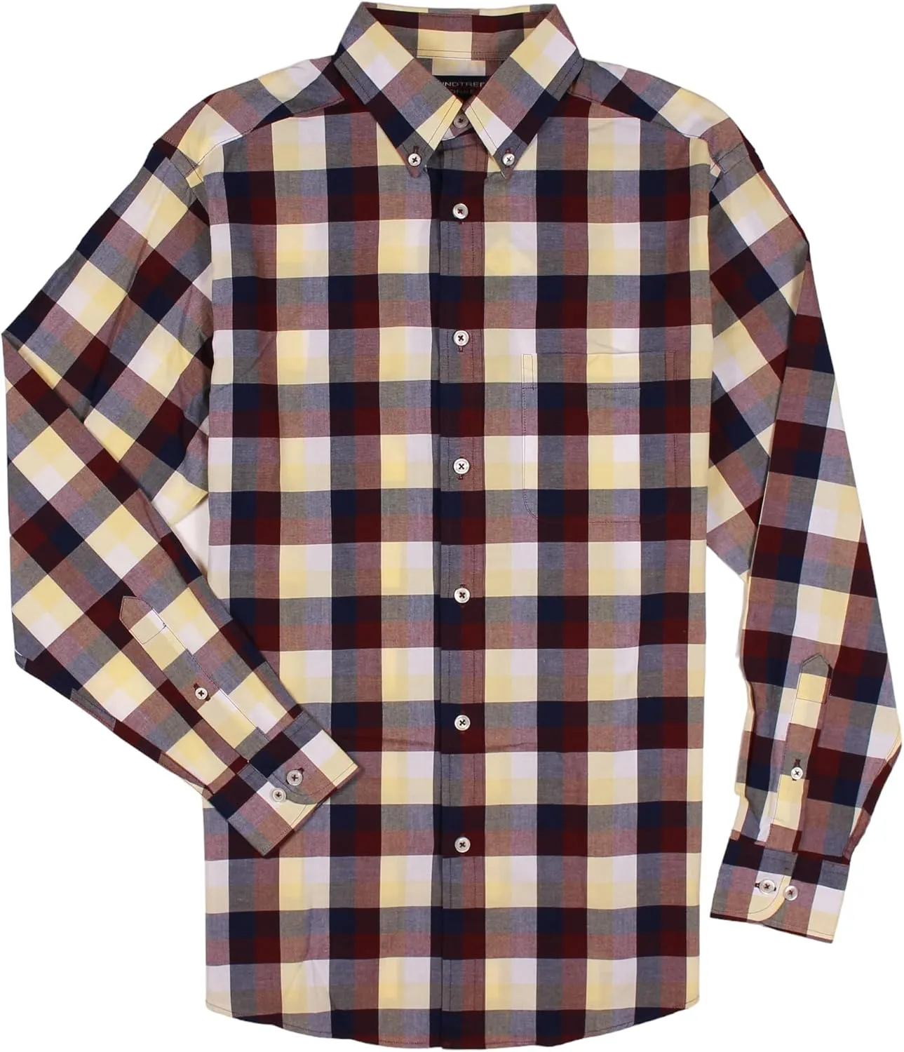 Roundtree & Yorke Luxury Cotton Men's Long Sleeve Shirt with Pocket, Regular Sizes