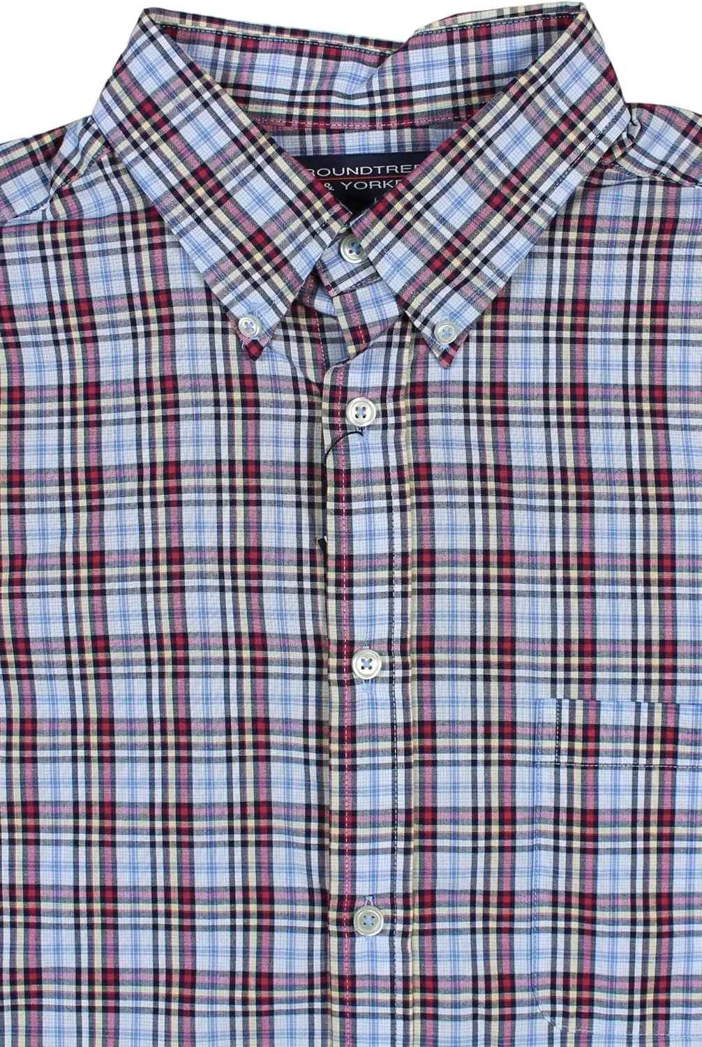 Roundtree & Yorke Luxury Cotton Men's Long Sleeve Shirt with Pocket, Regular Sizes