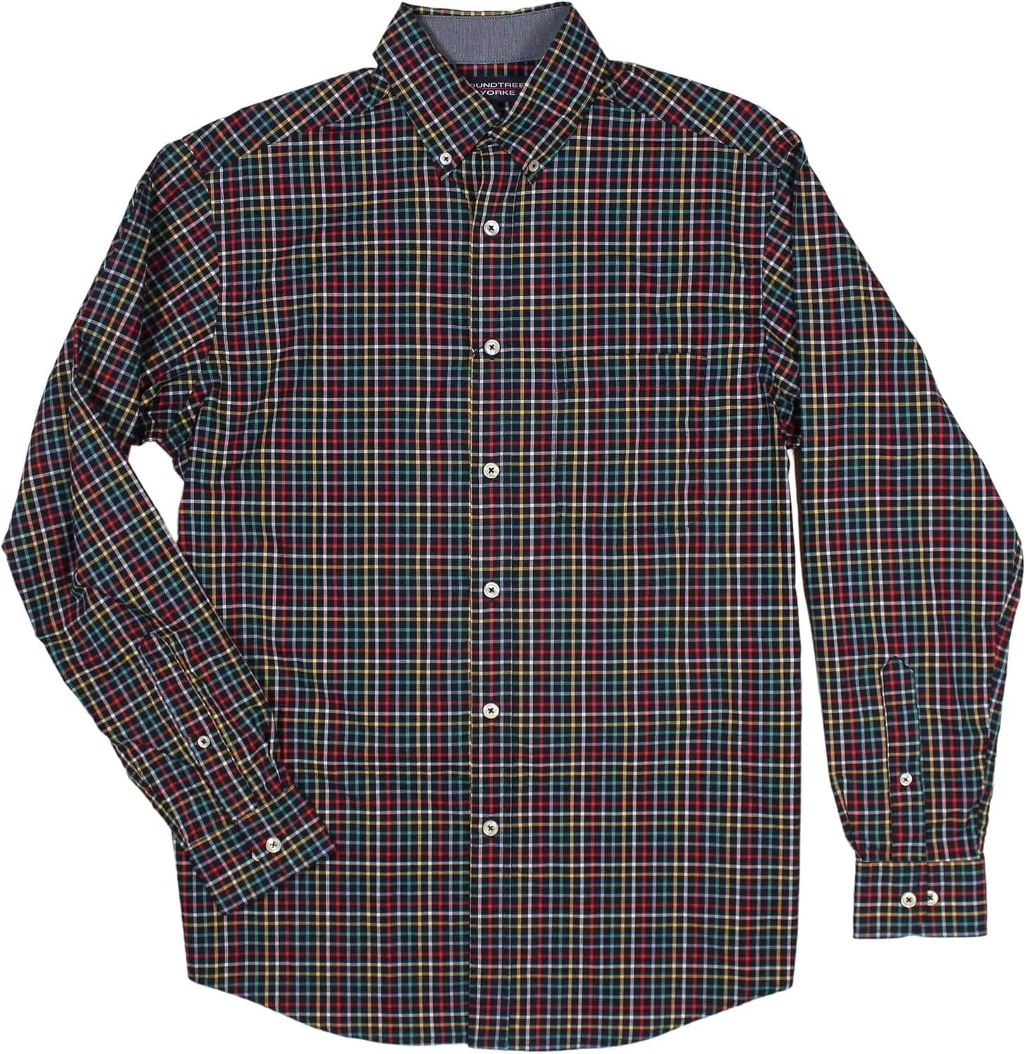 Roundtree & Yorke Luxury Cotton Men's Long Sleeve Shirt with Pocket, Regular Sizes