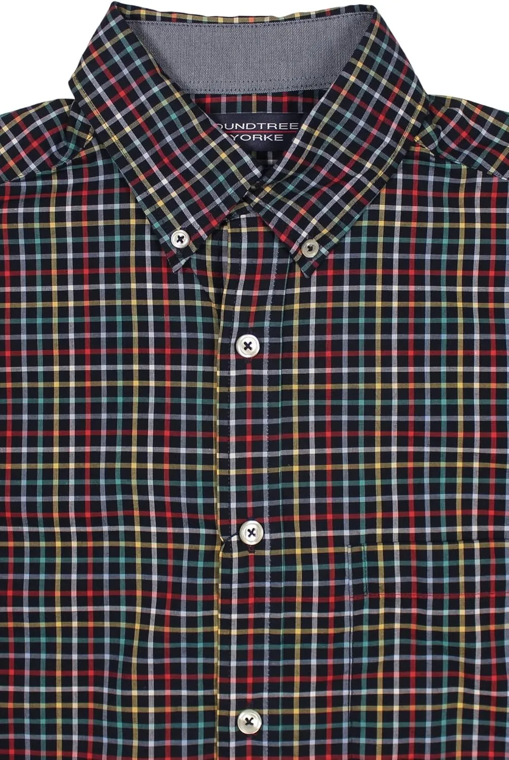 Roundtree & Yorke Luxury Cotton Men's Long Sleeve Shirt with Pocket, Regular Sizes