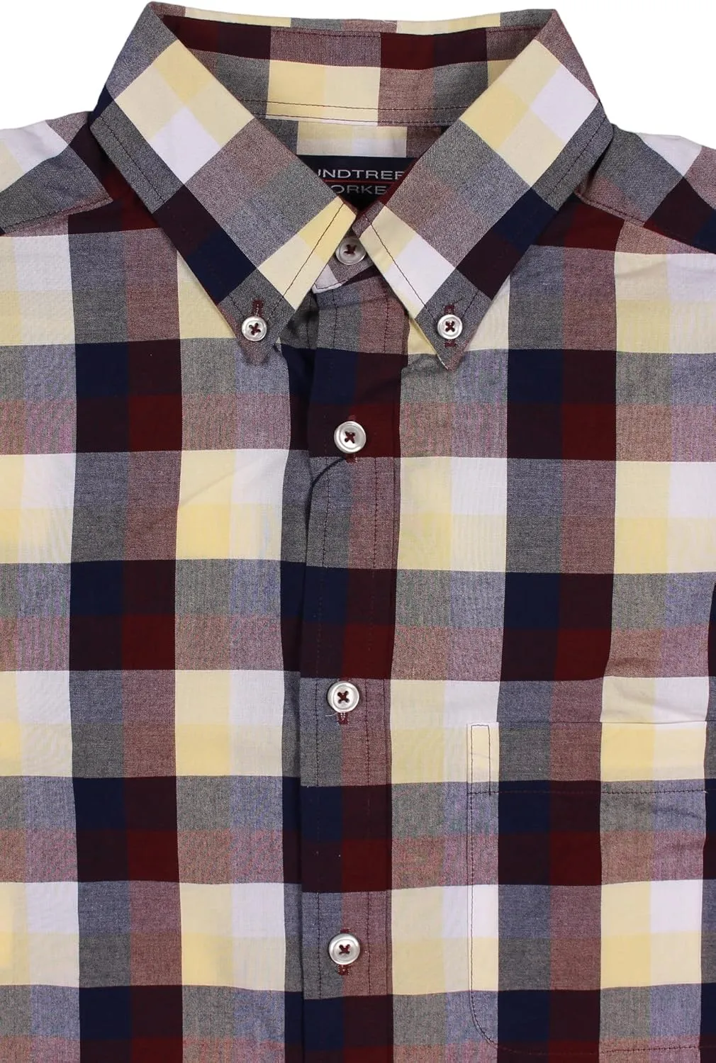 Roundtree & Yorke Luxury Cotton Men's Long Sleeve Shirt with Pocket, Regular Sizes