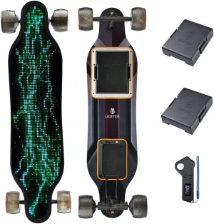 S3/Pixel Rider Electric Skateboards with Remote and Swappable Battery/Top Speed 28 Mph/2 * 600W Motors/12Miles/25Miles Max Range Electric Longboards for Adult＆Beginner