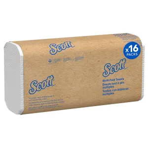 Scott Professional Universal Multifold Paper Towels, Bulk (01840), Absorbency Pockets, White, 9.2"x9.4" Towel, White, Compressed, Compact (250 Sheets/Pack, 16 Packs/Case, 4,000 Sheet Total)