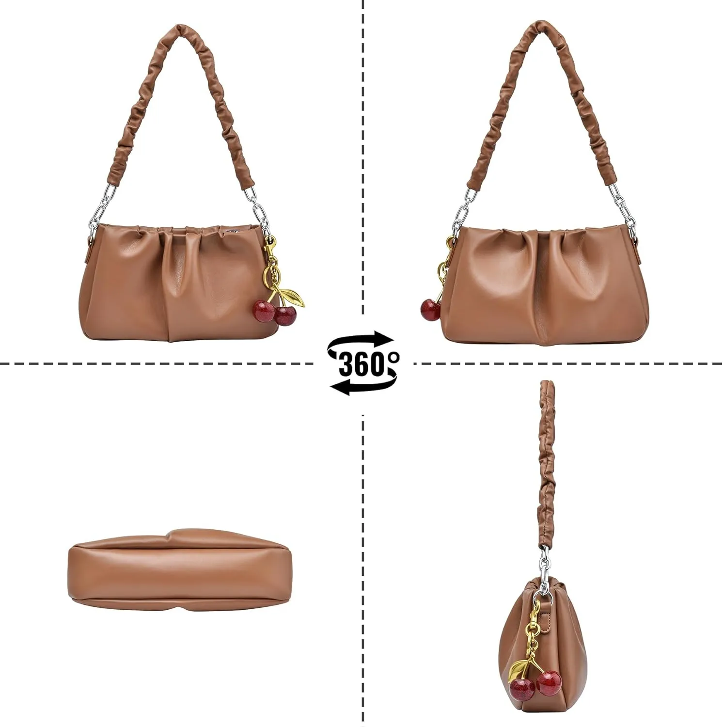 Shoulder Bags for Women, Purses for Women Crossbody Bag Tote Bag Wallet with 2 Removable Straps 1 Cherry Keychain