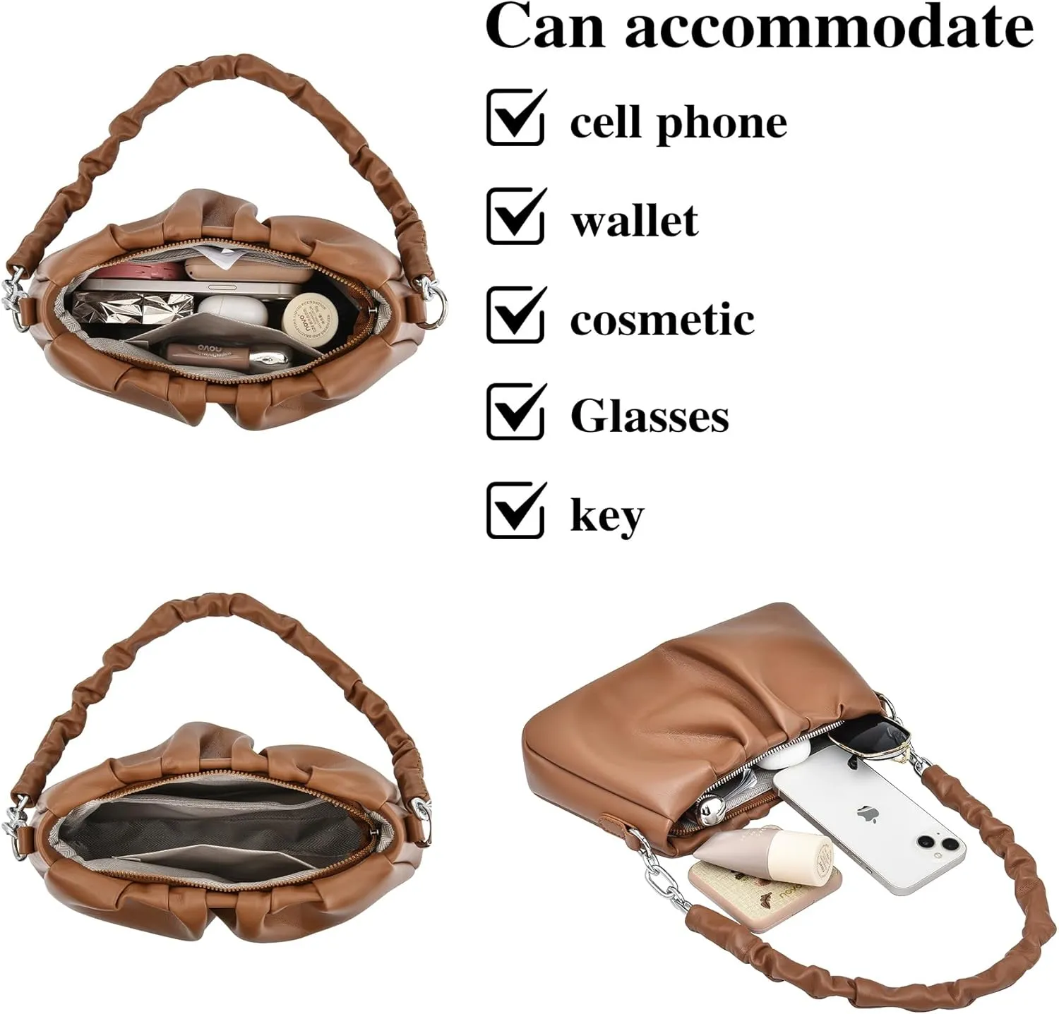 Shoulder Bags for Women, Purses for Women Crossbody Bag Tote Bag Wallet with 2 Removable Straps 1 Cherry Keychain
