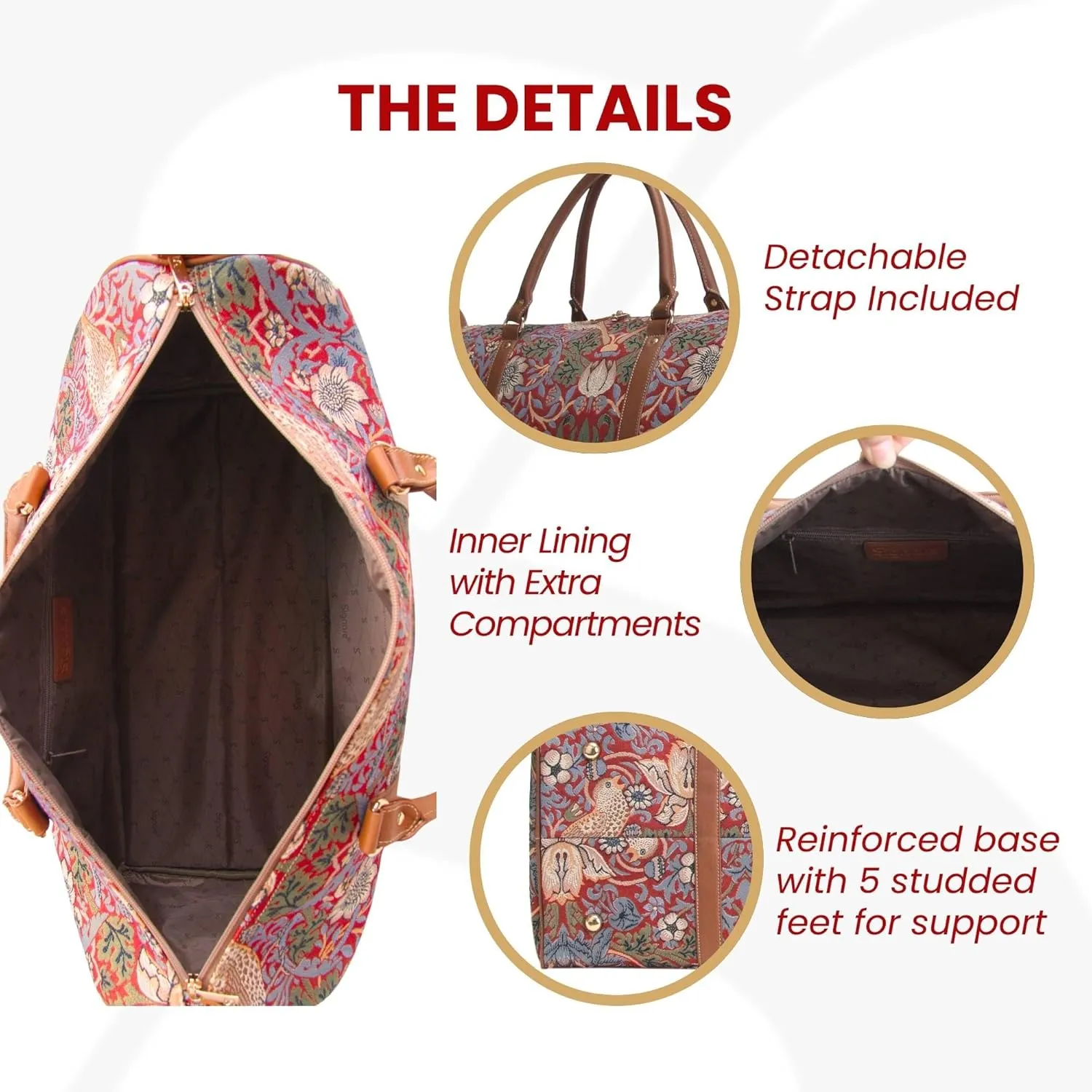 Signare Tapestry Large Travel Duffle Bag Ladies Overnight Weekender Carryon Gym Sports Duffel bags for Women