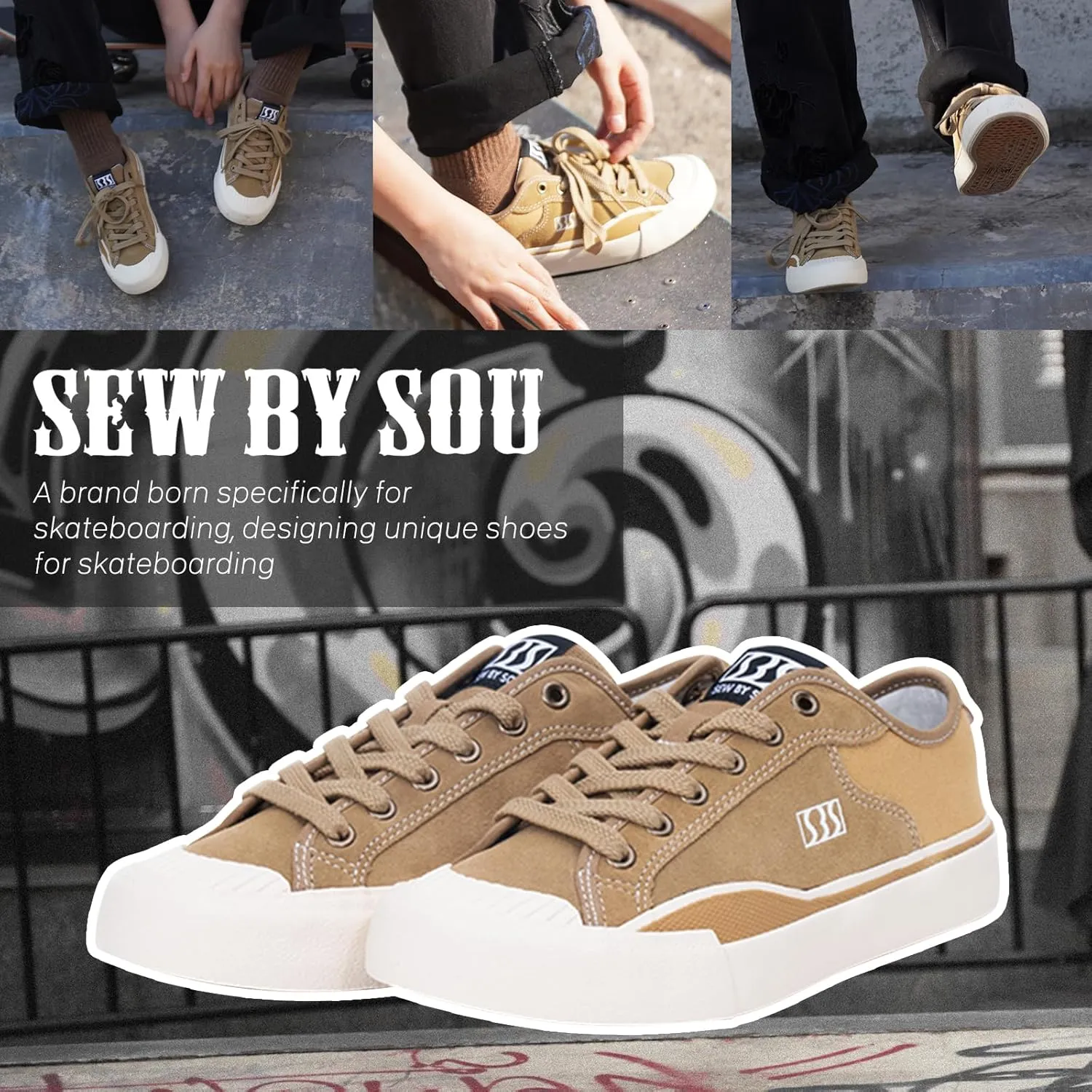 Skateboard Shoes for Men Leather Low Top Pro Skateboarding Training Casual Sneakers