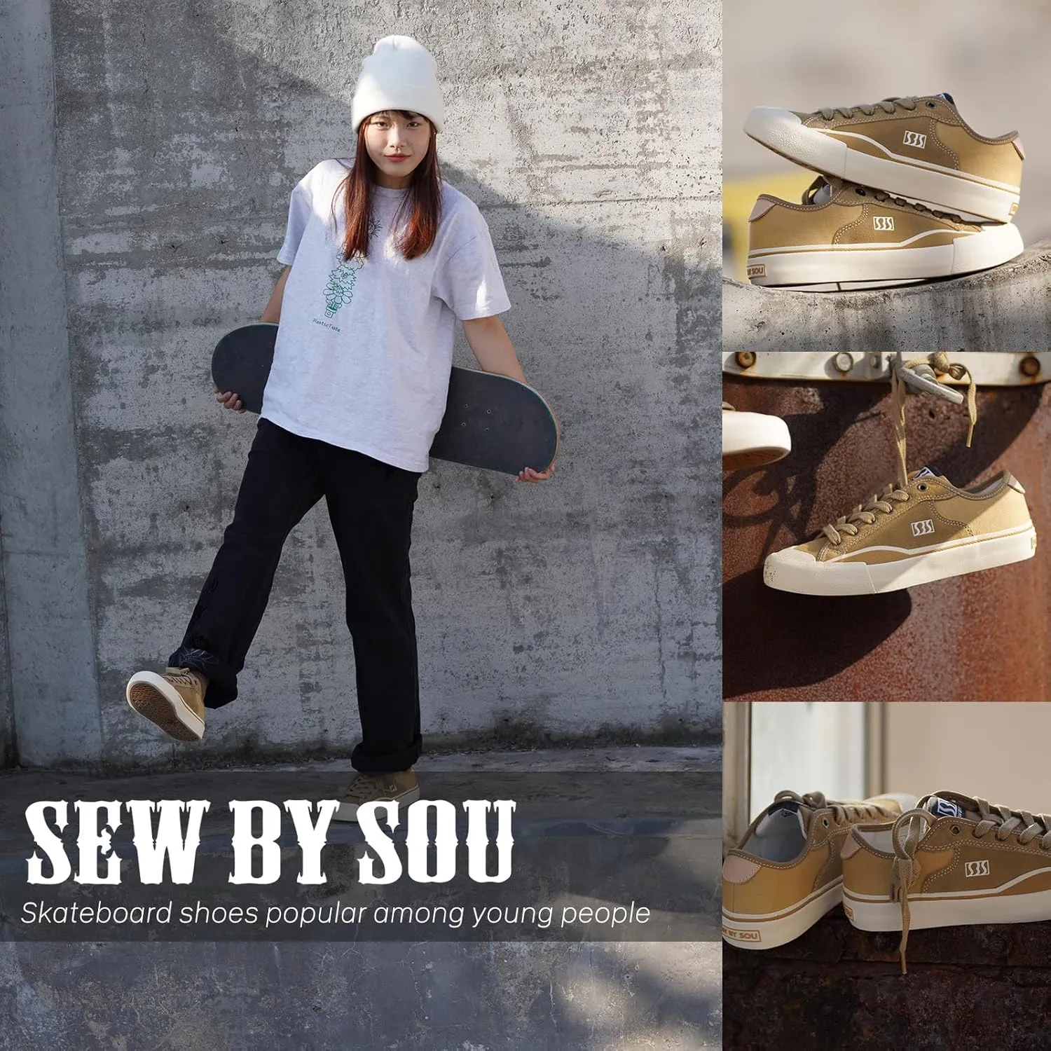 Skateboard Shoes for Men Leather Low Top Pro Skateboarding Training Casual Sneakers
