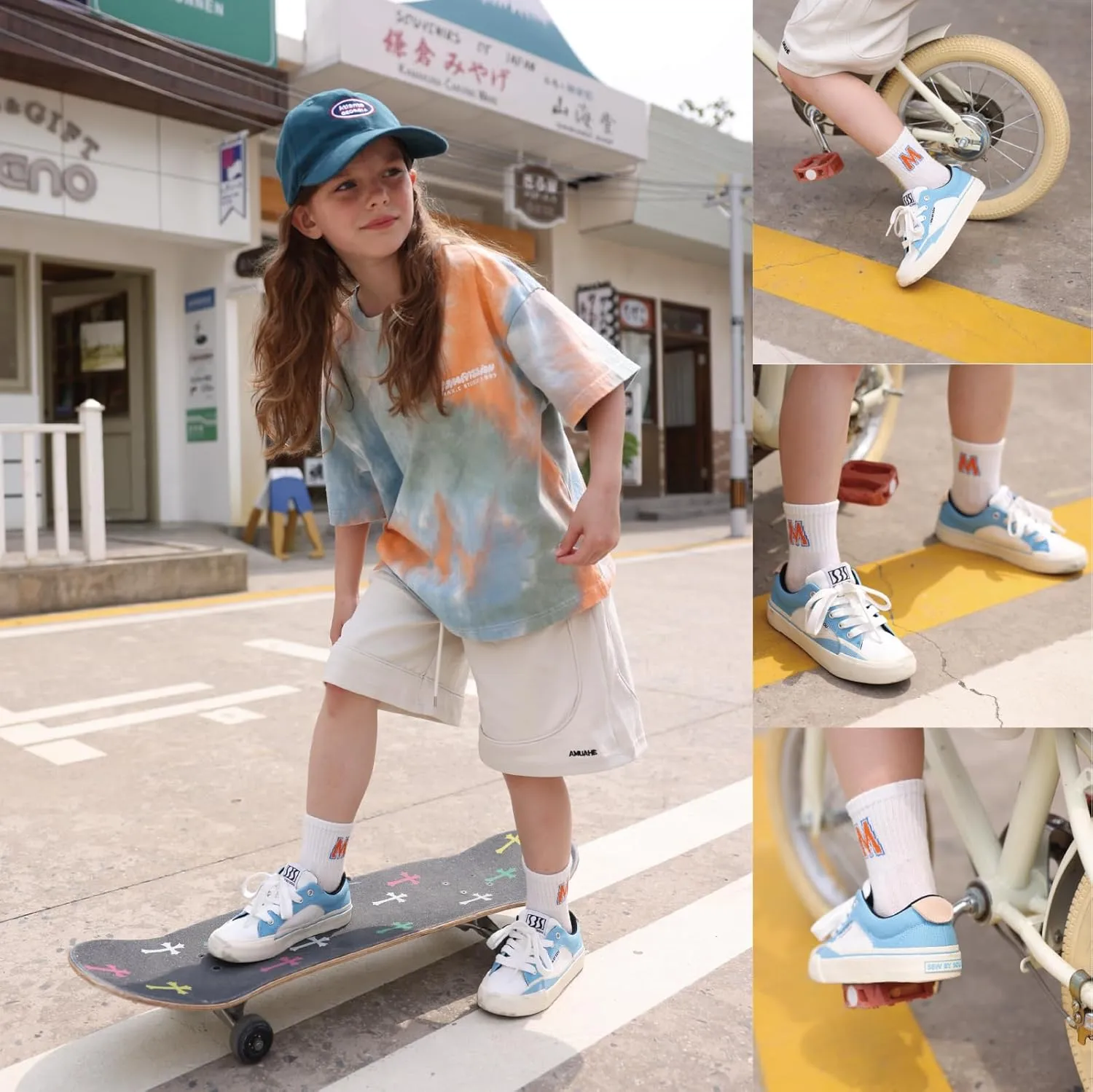 Skateboard Shoes for Unisex-Child with Anti-Slip Trainers Low-top Skate Shoes Pro Models with Shock Absorption Properties