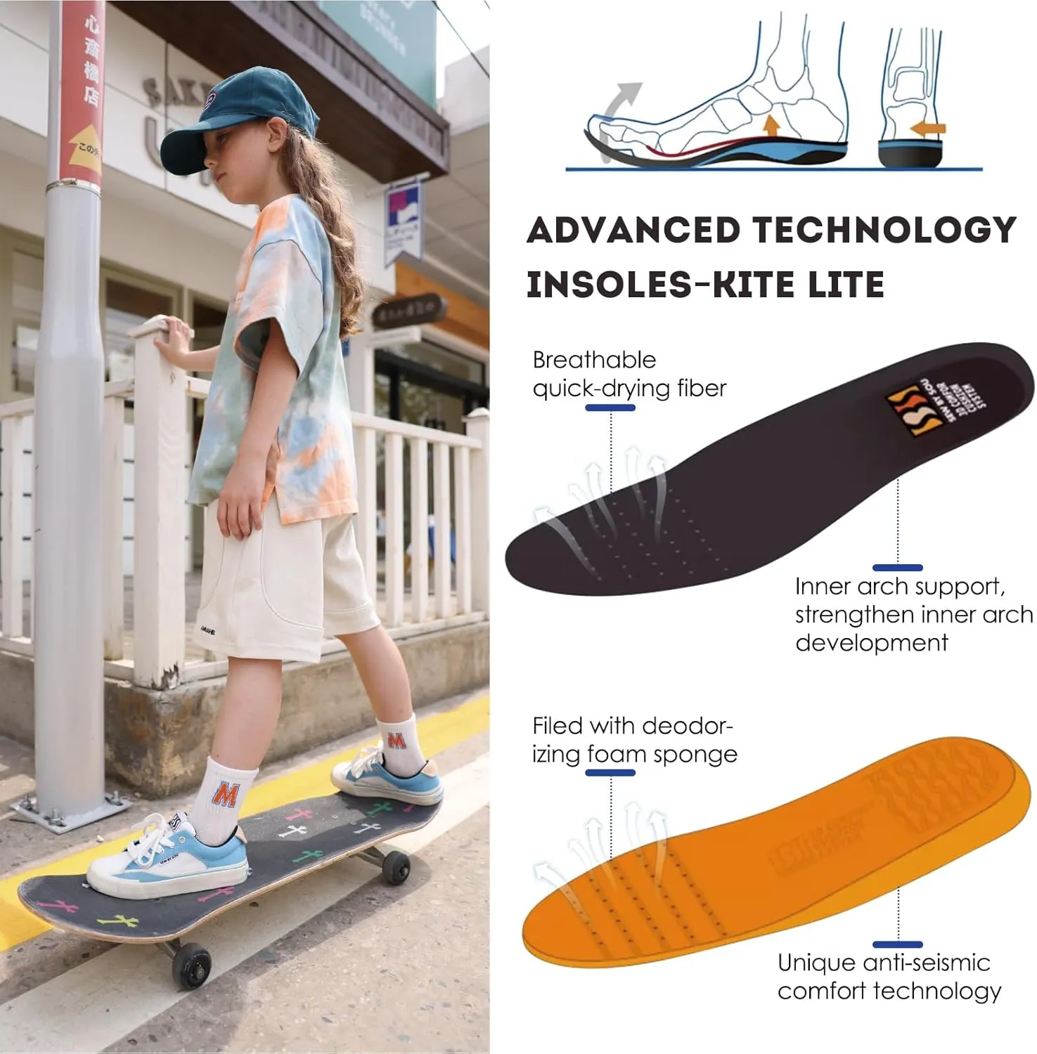 Skateboard Shoes for Unisex-Child with Anti-Slip Trainers Low-top Skate Shoes Pro Models with Shock Absorption Properties