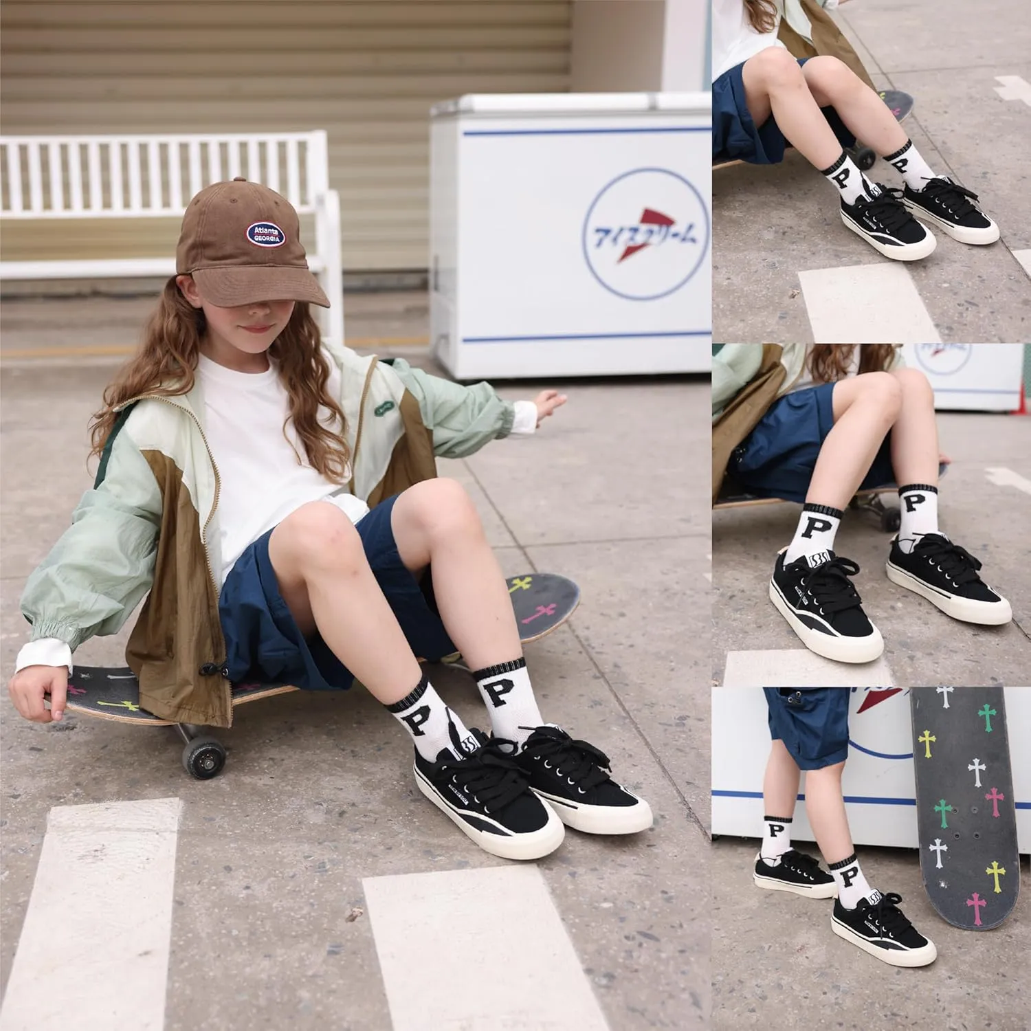 Skateboard Shoes for Unisex-Child with Anti-Slip Trainers Low-top Skate Shoes Pro Models with Shock Absorption Properties