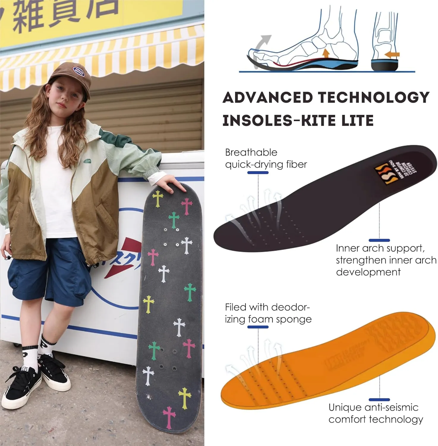 Skateboard Shoes for Unisex-Child with Anti-Slip Trainers Low-top Skate Shoes Pro Models with Shock Absorption Properties