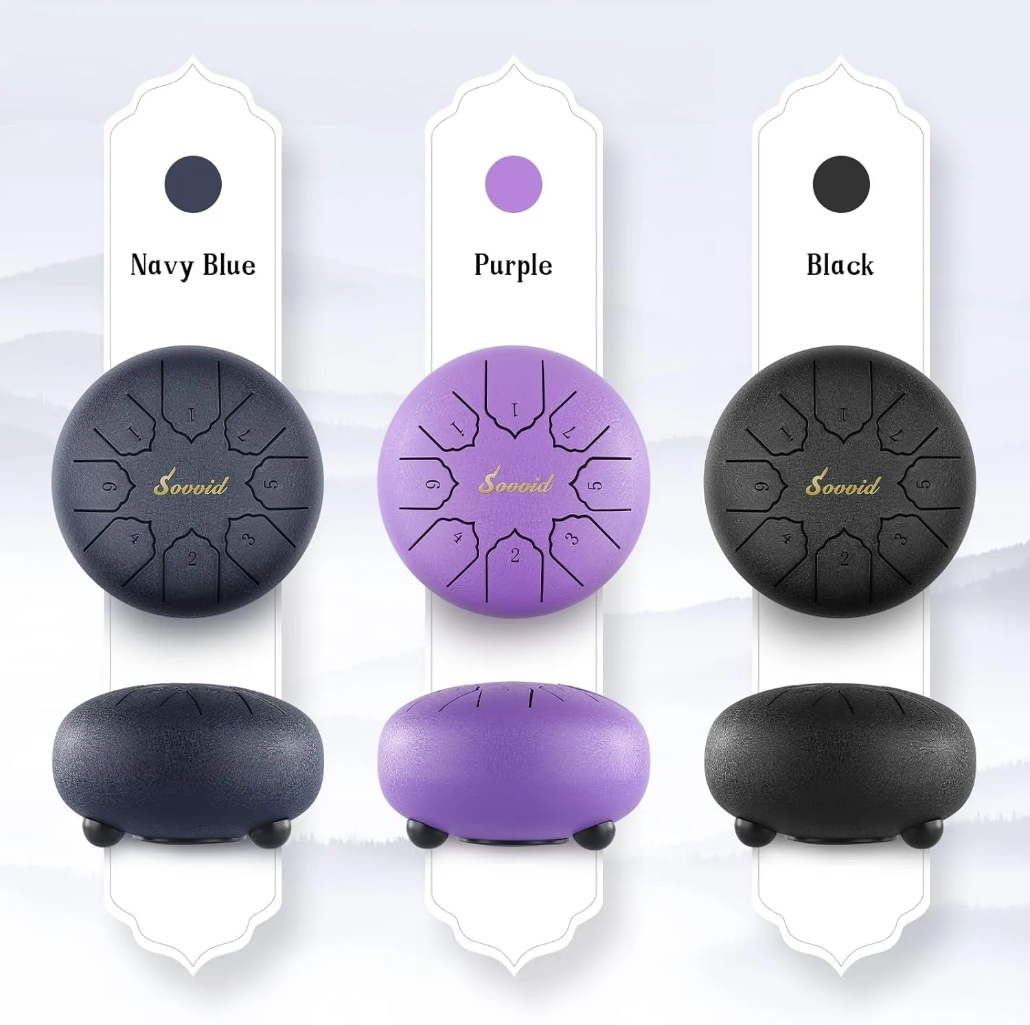 Steel Tongue Drum, 6 Inch 8 Notes Tongue Drum with Bag, Drumsticks, Mallet Holder, Finger Picks and Music Book, Handpan Drum for Early Musical Education Zen Meditation Yoga (Purple)