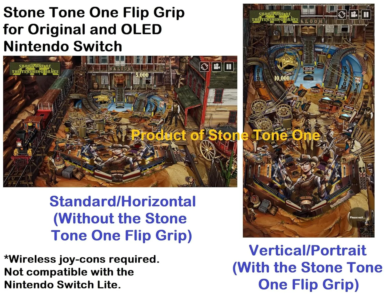 Stone Tone One Flip Grip Handheld Vertical/Portrait Mode Orientation Portable Hand Grip Dock for Original/OLED Nintendo Switch|Requires Wireless Joy-Cons, Great for Games with Vertical Display Support