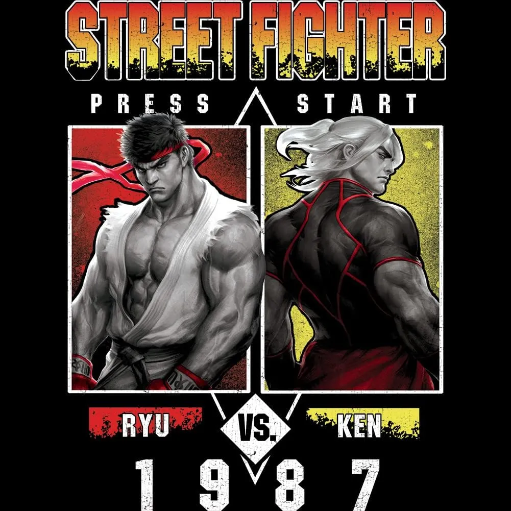 Street Fighter T Shirt Ryu Vs. Ken 1987 Adult Short Sleeve T Shirts Arcade Games Vintage Style Graphic Tees