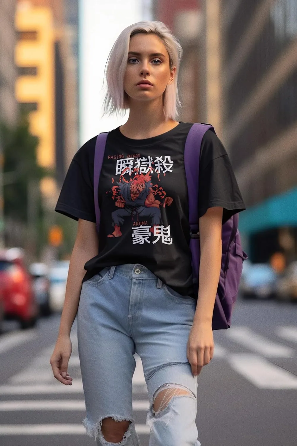 Street Fighter Video Martial Arts Arcade Game Akuma Black Adult T-Shirt Tee