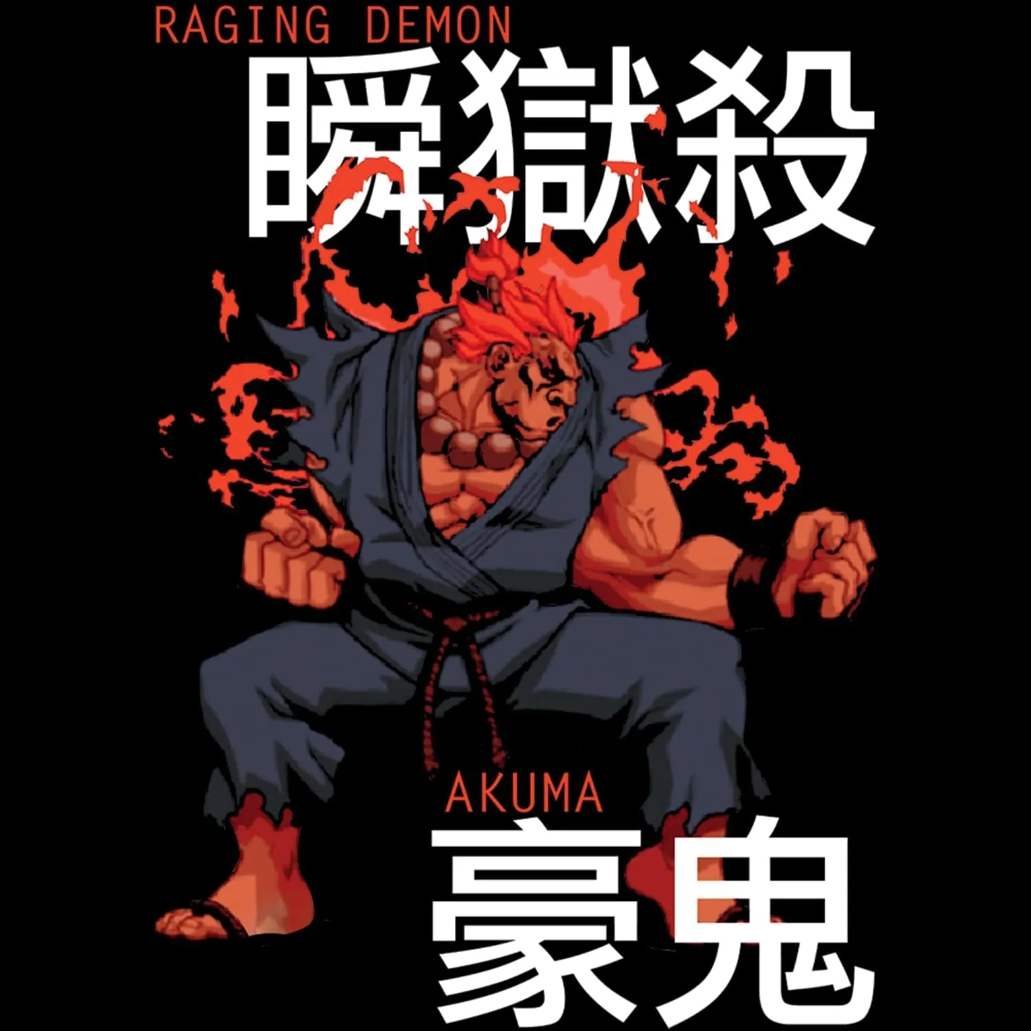 Street Fighter Video Martial Arts Arcade Game Akuma Black Adult T-Shirt Tee