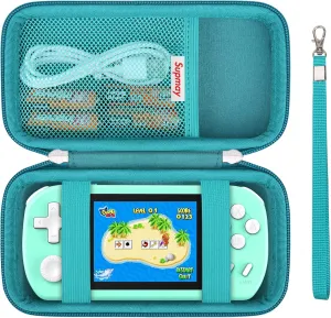 Supmay Carrying Case Compatible with CCTU / TEBIYOU Kids Handheld Games Preloaded 218 Retro Video Games, Portable Gaming Electronic Toys Storage Holder Travel Bag with Mesh Pocket for USB Cable,Green