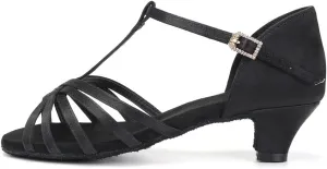 SWDZM Girls & Women's Satin Latin Dance Shoes Professional Ballroom Salsa Practice Performance Dancing Shoes Model XGG