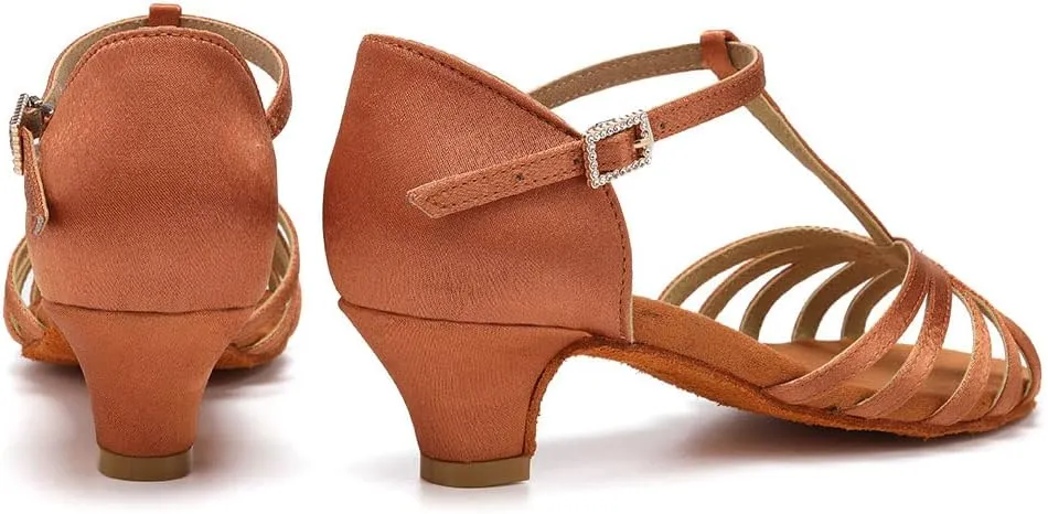 SWDZM Girls & Women's Satin Latin Dance Shoes Professional Ballroom Salsa Practice Performance Dancing Shoes Model XGG