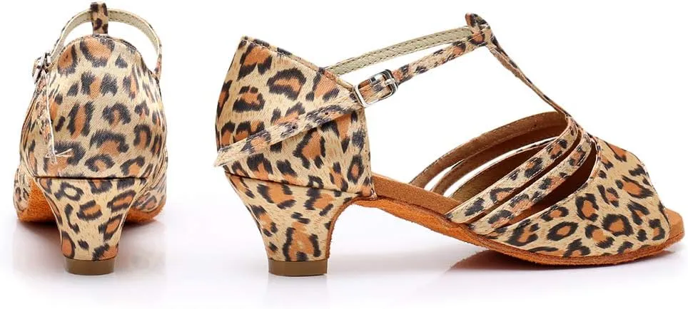 SWDZM Girls & Women's Satin Latin Dance Shoes Professional Ballroom Salsa Practice Performance Dancing Shoes Model XGG