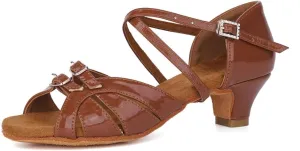 SWDZM Women$Girls Latin Dance Shoes Open Toe Modern Salsa Ballroom Professional Performance Practice Dancing Shoes,WH-D28