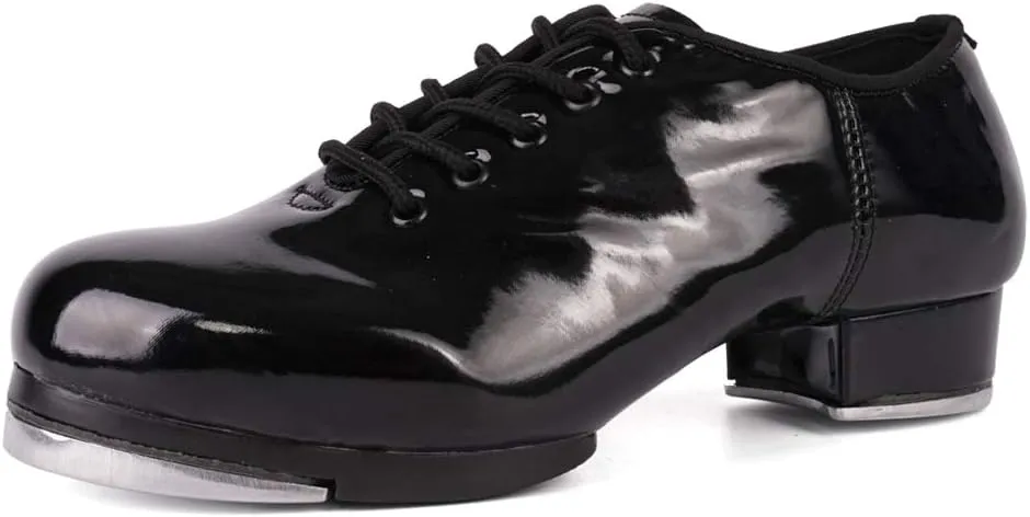 SWDZM Women's & Men's & Kid's Jazz Tap Dance Shoes Tap-Flex Patent Leather Tap Shoe,WX-Tap