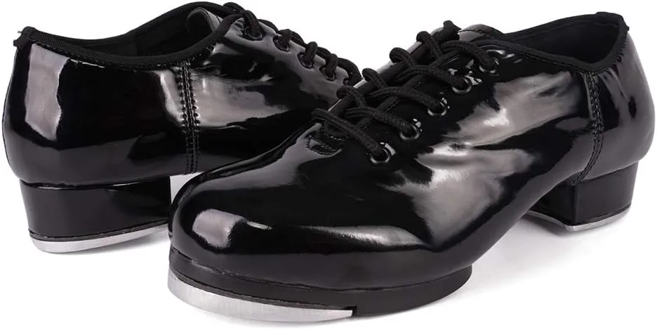 SWDZM Women's & Men's & Kid's Jazz Tap Dance Shoes Tap-Flex Patent Leather Tap Shoe,WX-Tap