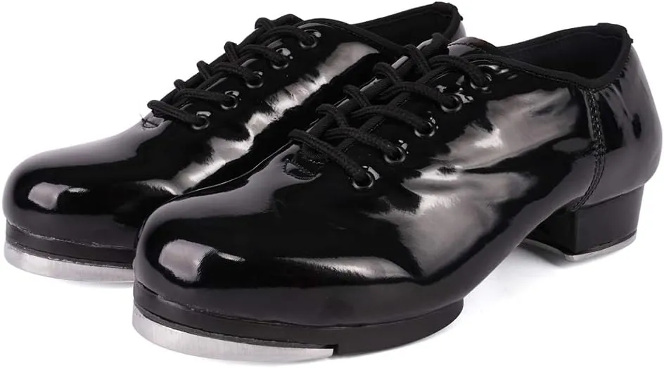 SWDZM Women's & Men's & Kid's Jazz Tap Dance Shoes Tap-Flex Patent Leather Tap Shoe,WX-Tap