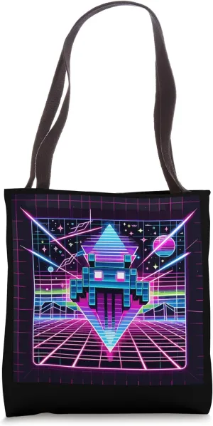 Synth Invader - Retro Synthwave Arcade Vector Art Tote Bag