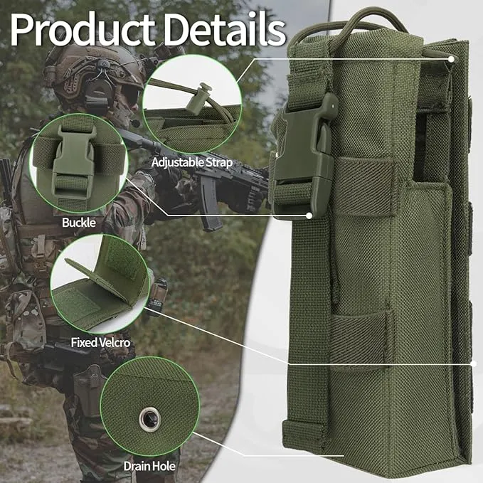 Tactical Molle Radio Holster Holder Case Military Heavy Duty Radios Holster Bag for AR-152 AN/PRC-152 148 UV-25 Two Ways Walkie Talkies Adjustable Storage