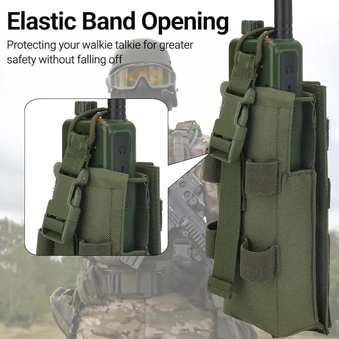 Tactical Molle Radio Holster Holder Case Military Heavy Duty Radios Holster Bag for AR-152 AN/PRC-152 148 UV-25 Two Ways Walkie Talkies Adjustable Storage