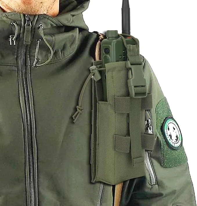 Tactical Molle Radio Holster Holder Case Military Heavy Duty Radios Holster Bag for AR-152 AN/PRC-152 148 UV-25 Two Ways Walkie Talkies Adjustable Storage