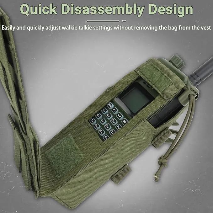 Tactical Molle Radio Holster Holder Case Military Heavy Duty Radios Holster Bag for AR-152 AN/PRC-152 148 UV-25 Two Ways Walkie Talkies Adjustable Storage